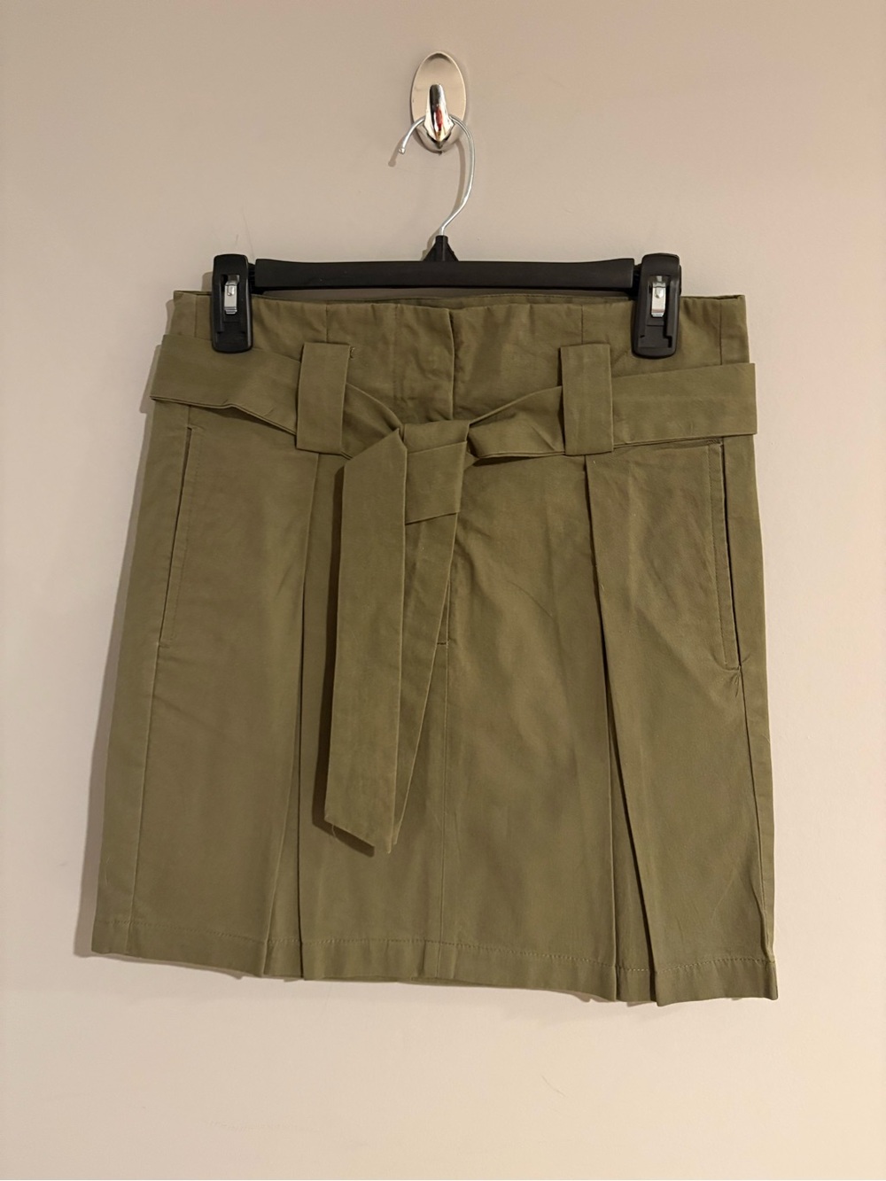 Lush Olive Green Belted Mini Skirt Women’s S Tie Waist Utility Pockets